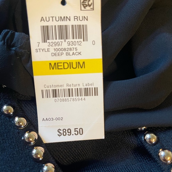 INC International Concepts Black Long Sheer Sleeve Blouse - Picture 7 of 7